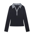 Fashionable Slim-Fit Chic Navy Long Sleeve