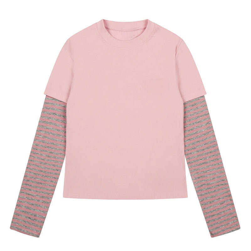 Pink Casual Striped Patchwork Long Sleeve
