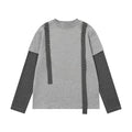 Gray Long Sleeve with Striped Lace-Up Design