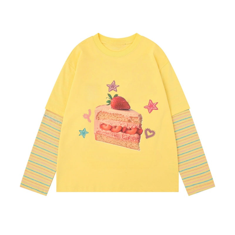 Yellow Fun Striped Patchwork Long Sleeve
